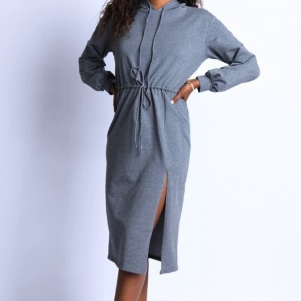 Hooded Dress with side slit
